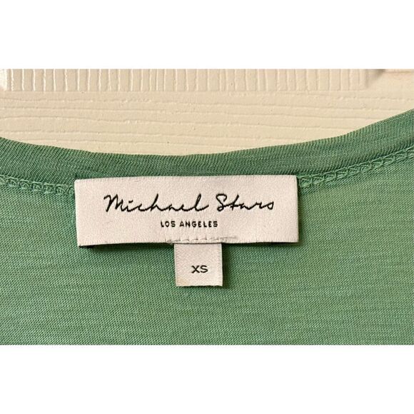 Michael Stars Odessa One & Done V-Neck Atlas Mint Green Cotton Dress Size XS - Picture 4 of 9